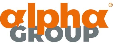 Logo Logo featuring the word "alpha" in orange and "GROUP" in gray.