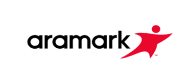 Aramark GmbH Black text 'aramark' with a red stylized human figure to the right.