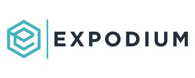 Expodium Solutions GmbH Logo featuring a hexagonal shape with stylized letters "E" and "P" alongside the word "EXPODIUM" in bold, modern font.