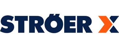 StröerX Logo showing the word 'STRÖER' in dark blue uppercase letters and an orange right-pointing arrow.
